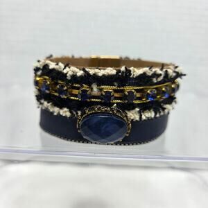 Laura Janelle Boho Southwestern Leather Cuff Magnetic Brass Bracelet Jewelry